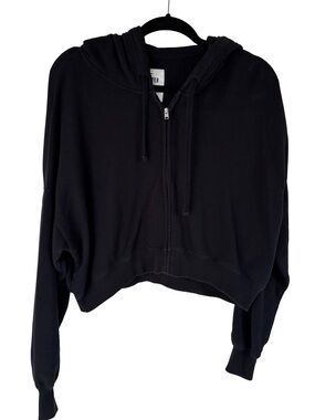 Hollister Black Cropped Zip Hoodie Women’s Size Medium